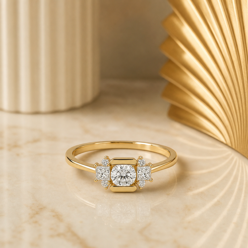 Art deco cluster ring, lifestyle shot