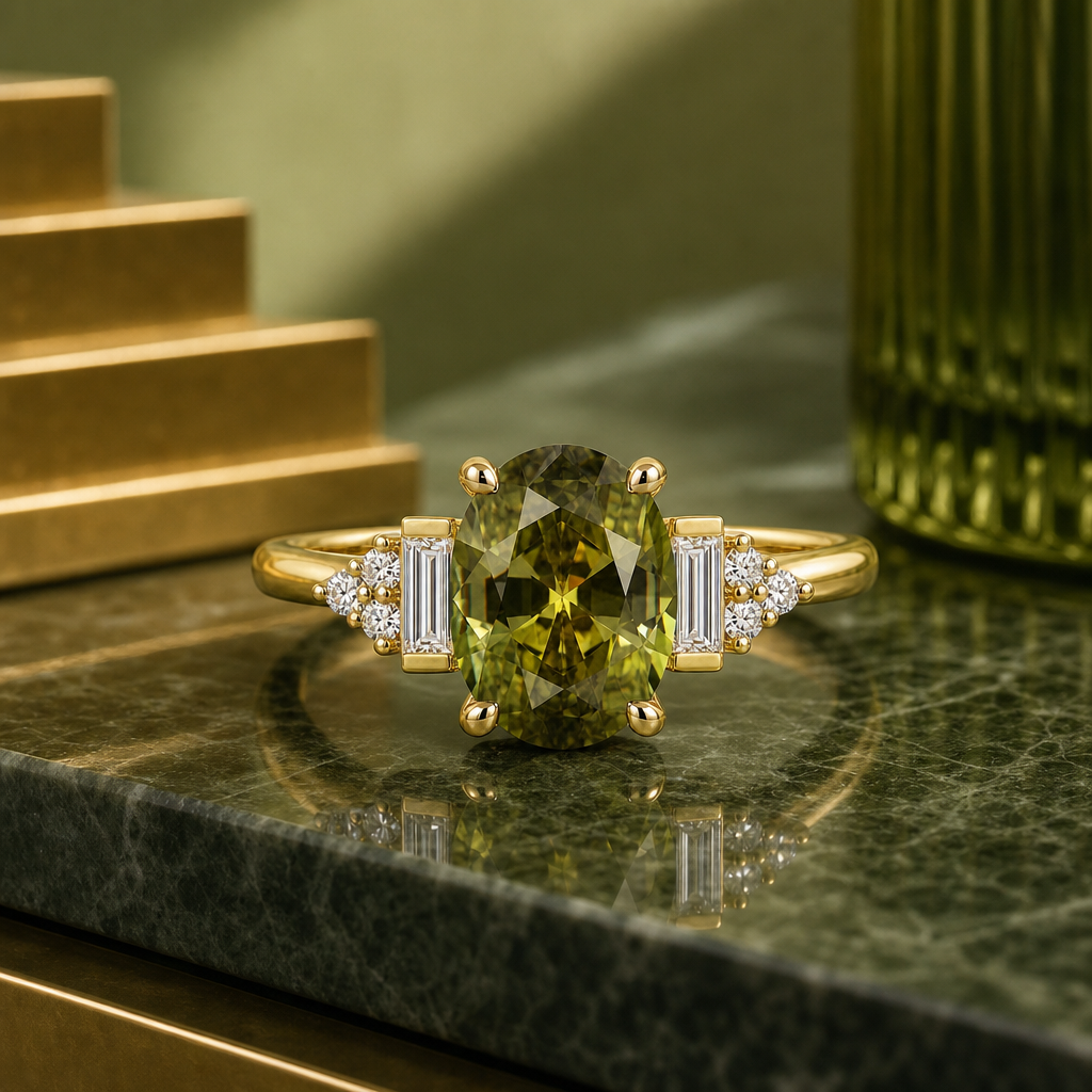Bi-colour sapphire ring, lifestyle shot