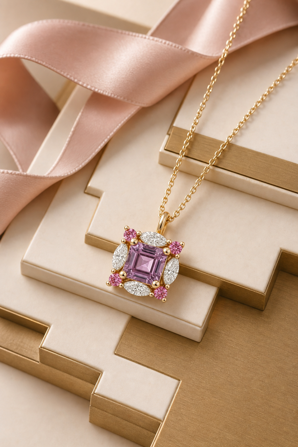 Lavender halo pendant, lifestyle shot
