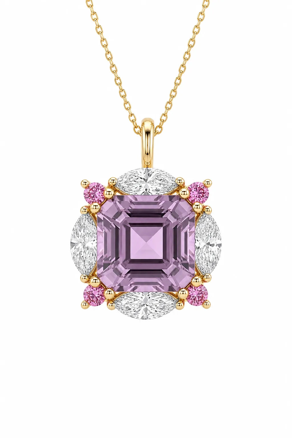 Lavender marquise pendant, product shot