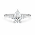 Art deco pear cut engagement ring, white gold