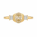 Art deco half bezel champagne diamond ring, yellow gold