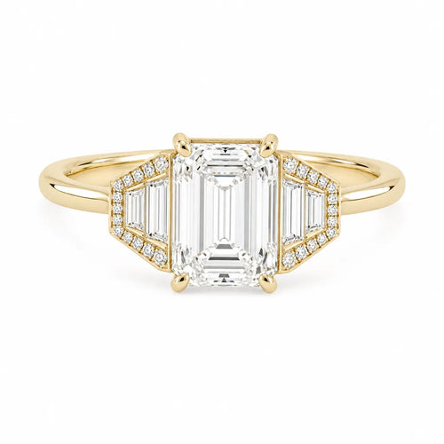 Art deco emerald cut engagement ring, product shot