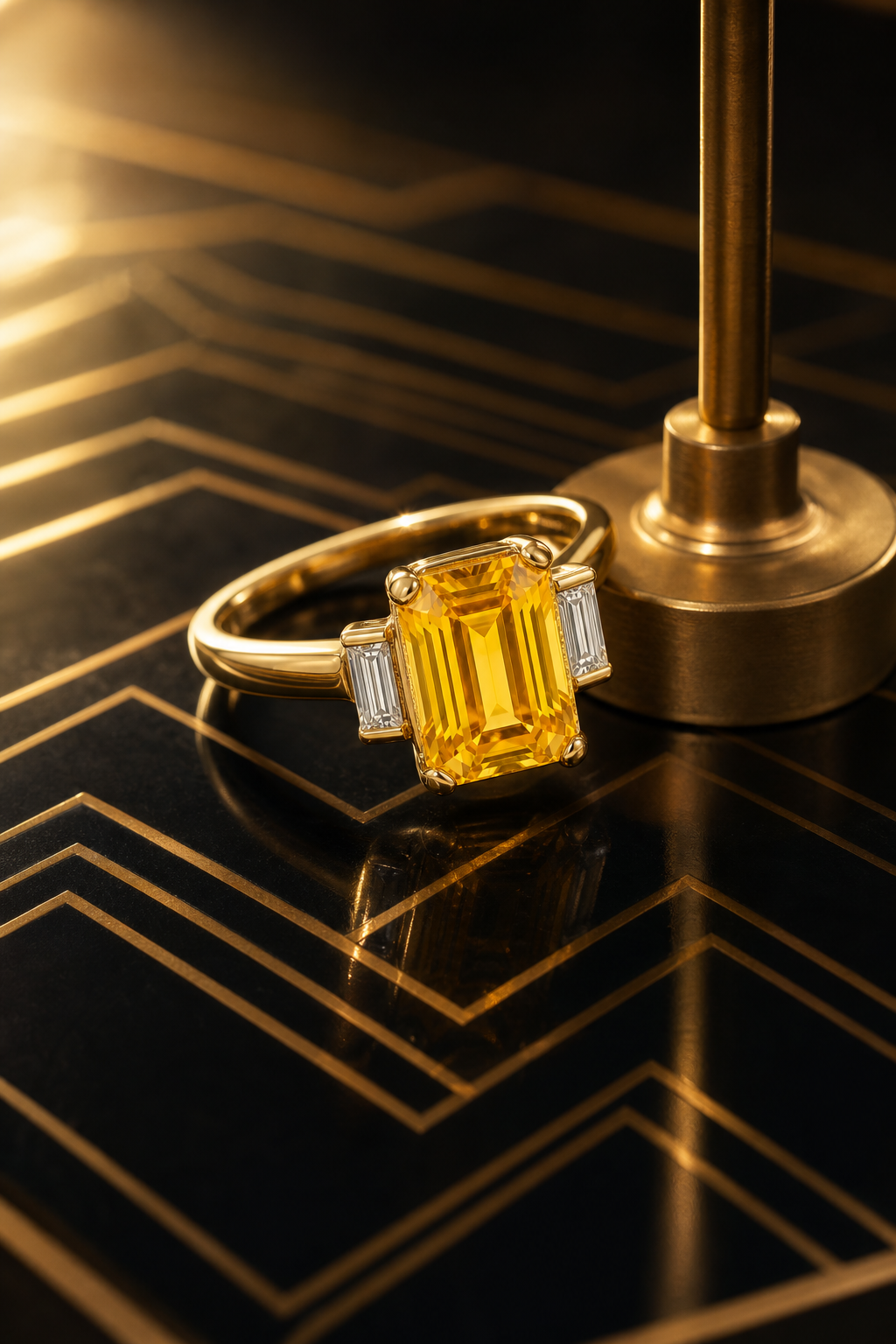 Yellow sapphire ring, lifestyle shot